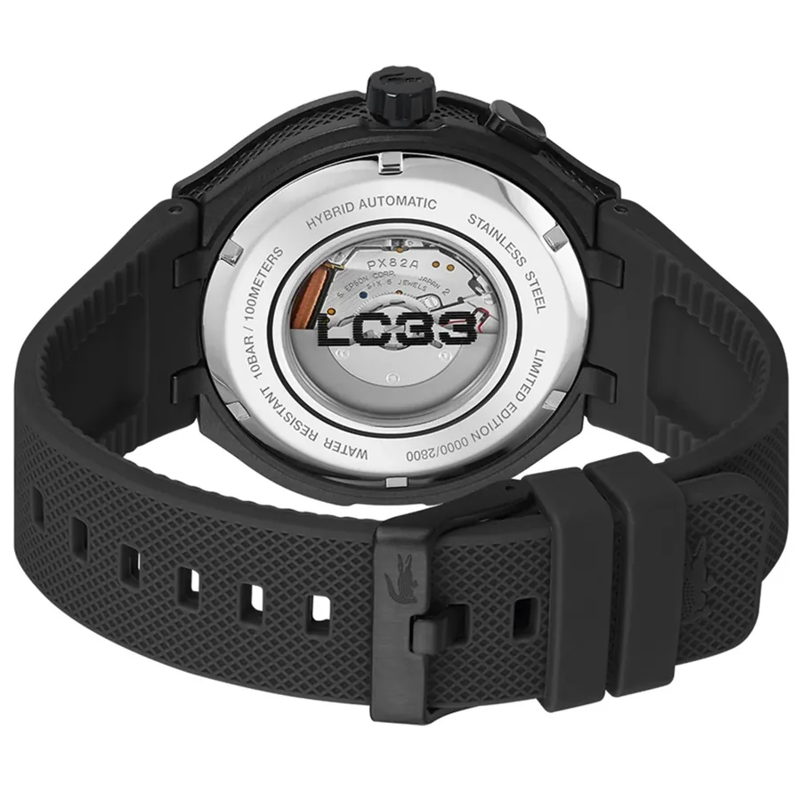 Lacoste LC33 Hybrid 44mm Black Dial, Black Rubber Strap, view 4