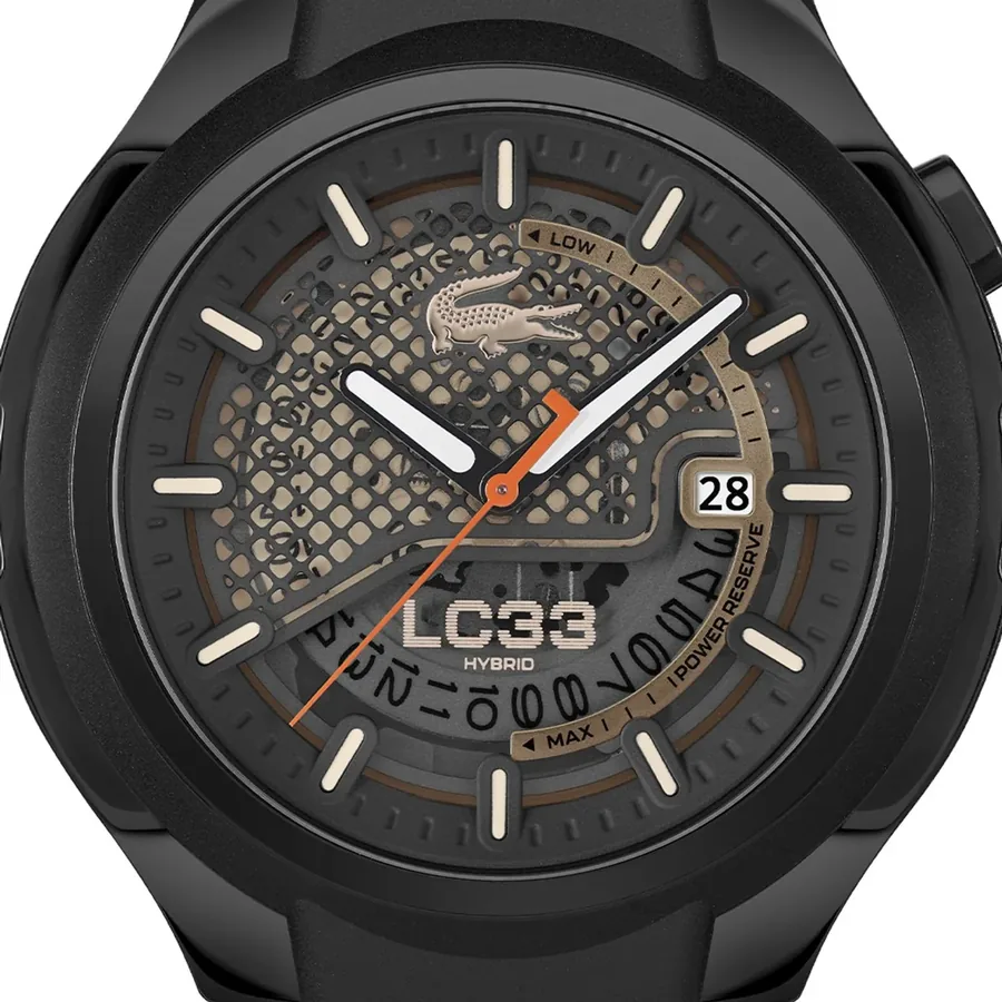 Lacoste LC33 Hybrid 44mm Black Dial, Black Rubber Strap, view 5