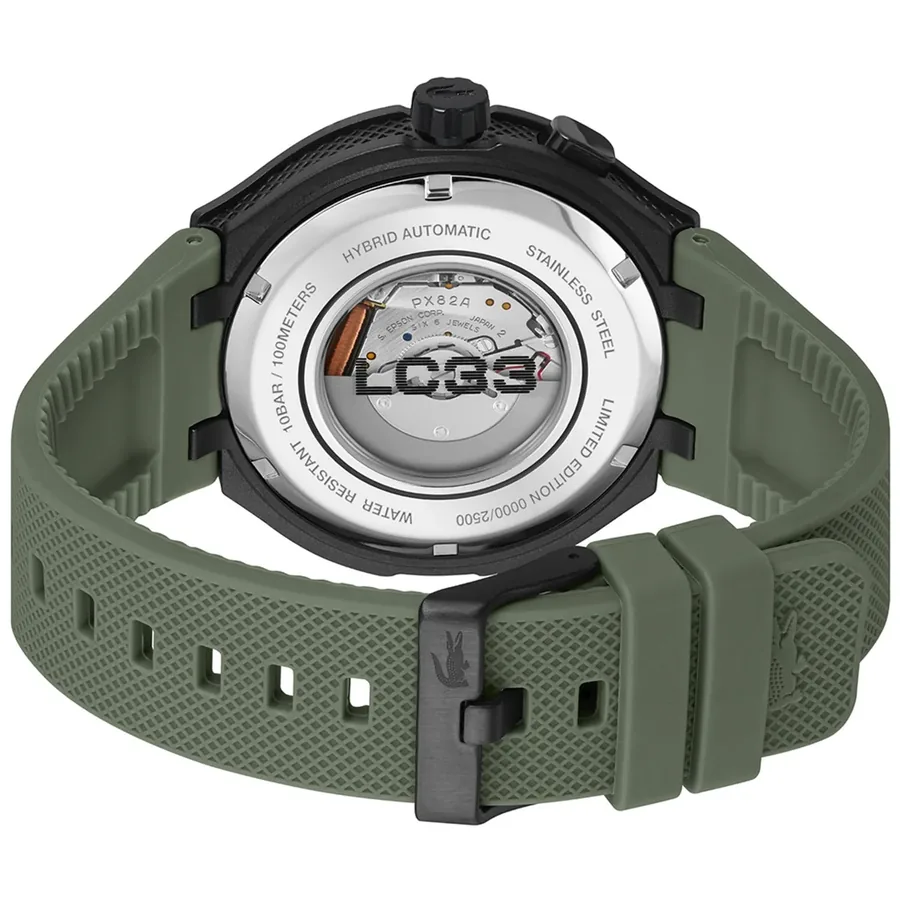 Lacoste LC33 Hybrid 44mm Black Dial, Green Rubber Strap, view 4
