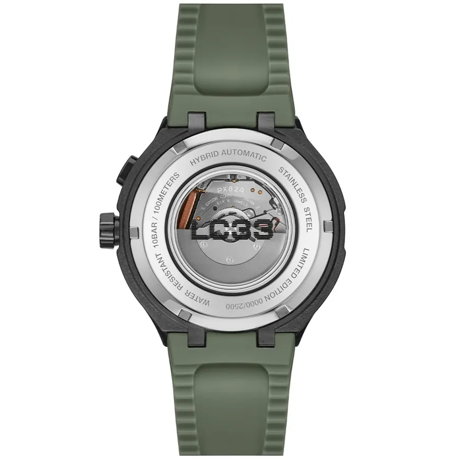 Lacoste LC33 Hybrid 44mm Black Dial, Green Rubber Strap, view 5