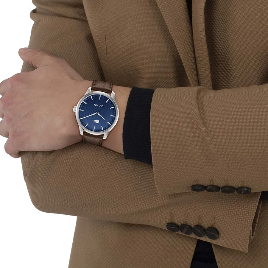 Lacoste Lisbon 43mm Blue Dial, Brown Leather Strap, view 2