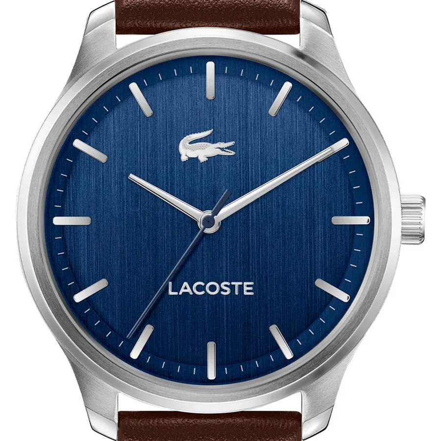Lacoste Lisbon 43mm Blue Dial, Brown Leather Strap, view 3