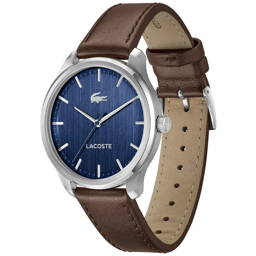Lacoste Lisbon 43mm Blue Dial, Brown Leather Strap, view 4
