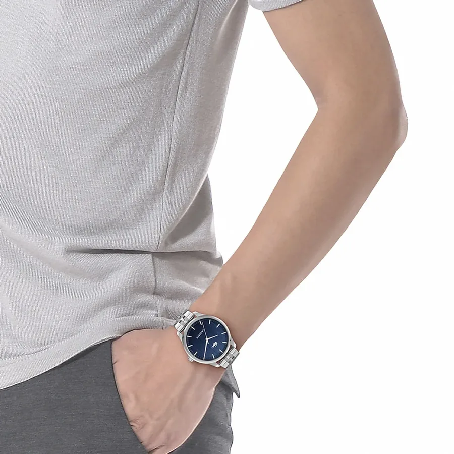 Lacoste Lisbon 43mm Blue Dial, Silver-Tone Stainless Steel Bracelet, view 2