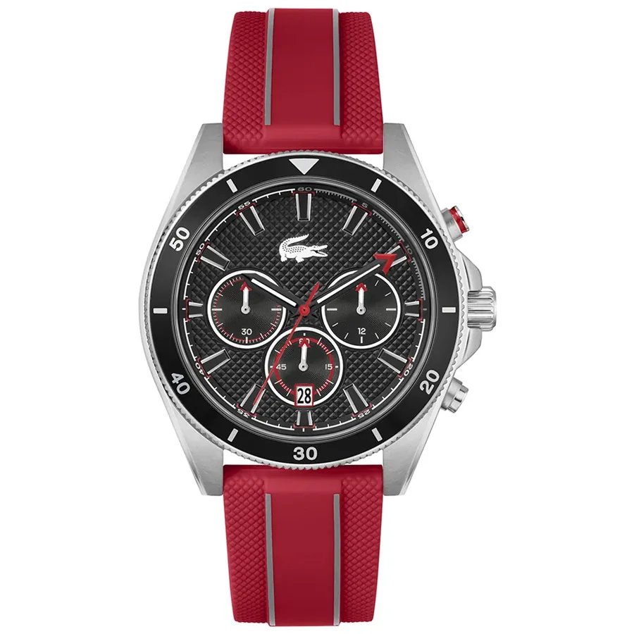 Lacoste Mainsail 43mm Chronograph Black Dial, front view