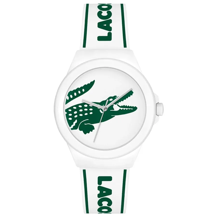 Lacoste Neocroc 38mm White Dial, White Rubber Strap, Ref. 2001347, front view