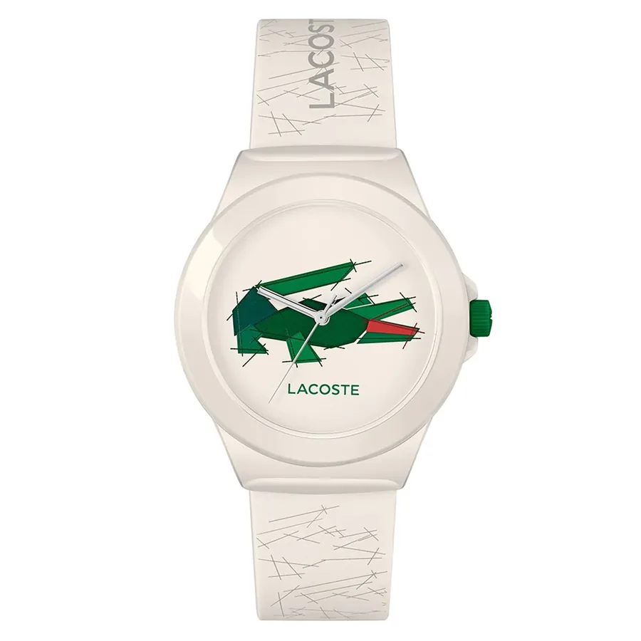 Lacoste Neocroc 38mm White Dial, White Rubber Strap, Ref. 2001404, front view