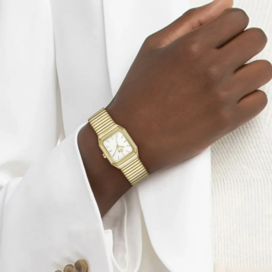 Lacoste Rene 23x30mm White Dial, Gold-Tone Stainless Steel Bracelet, view 2