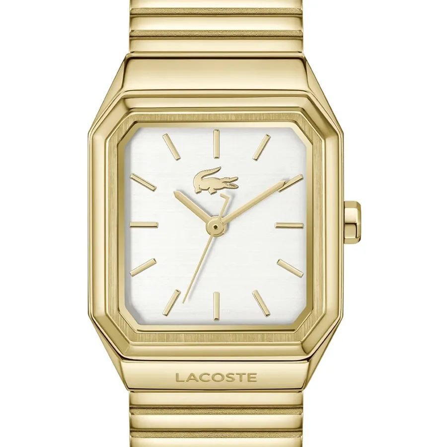 Lacoste Rene 23x30mm White Dial, Gold-Tone Stainless Steel Bracelet, view 3