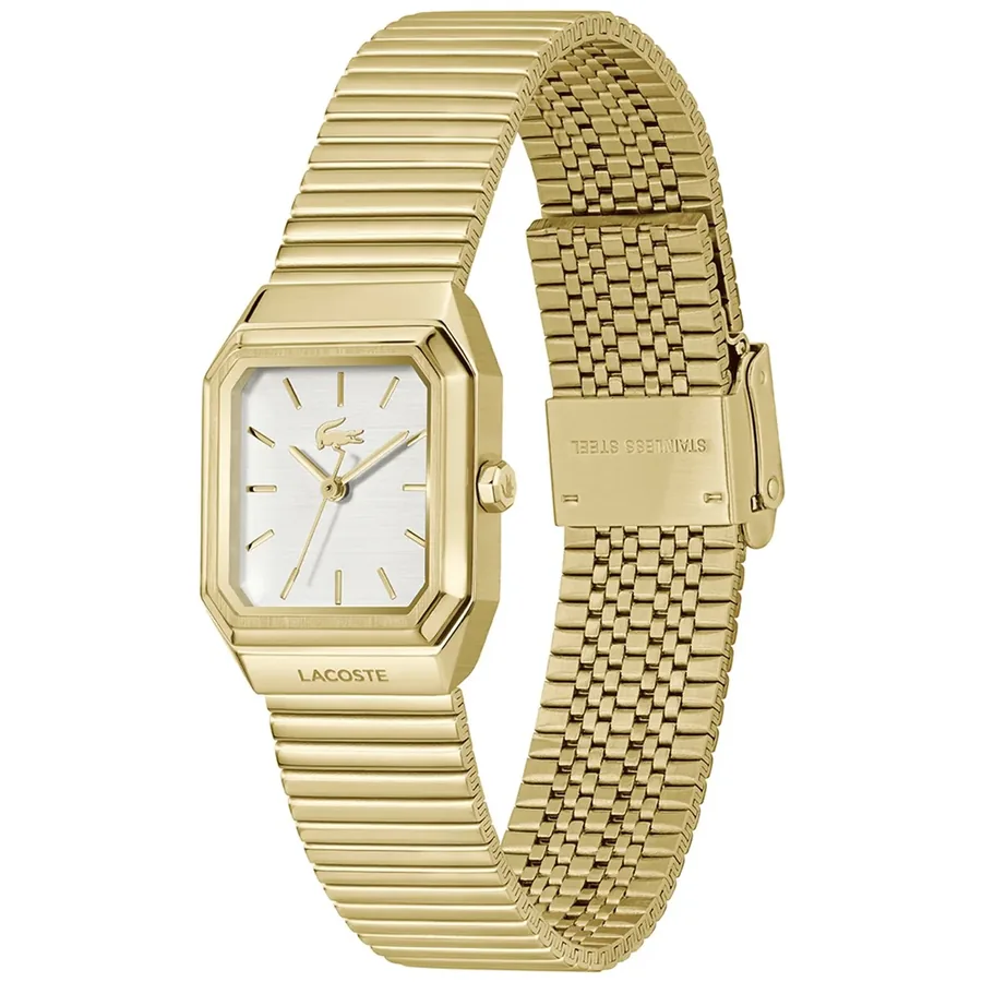 Lacoste Rene 23x30mm White Dial, Gold-Tone Stainless Steel Bracelet, view 4