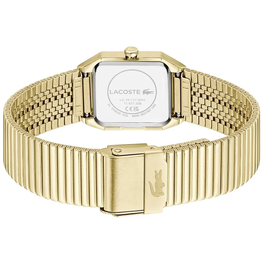 Lacoste Rene 23x30mm White Dial, Gold-Tone Stainless Steel Bracelet, view 5
