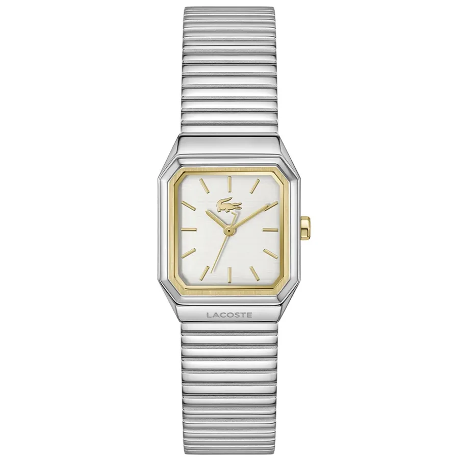 Lacoste Rene 23x30mm White Dial, Silver-Tone Stainless Steel Bracelet, front view