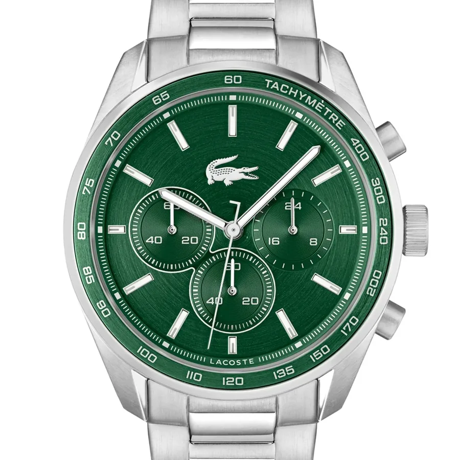 Lacoste Vancouver 42mm Chronograph Green Dial, Silver-Tone Stainless Steel Bracelet, view 2