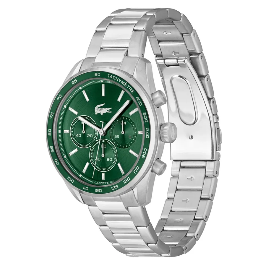 Lacoste Vancouver 42mm Chronograph Green Dial, Silver-Tone Stainless Steel Bracelet, view 3