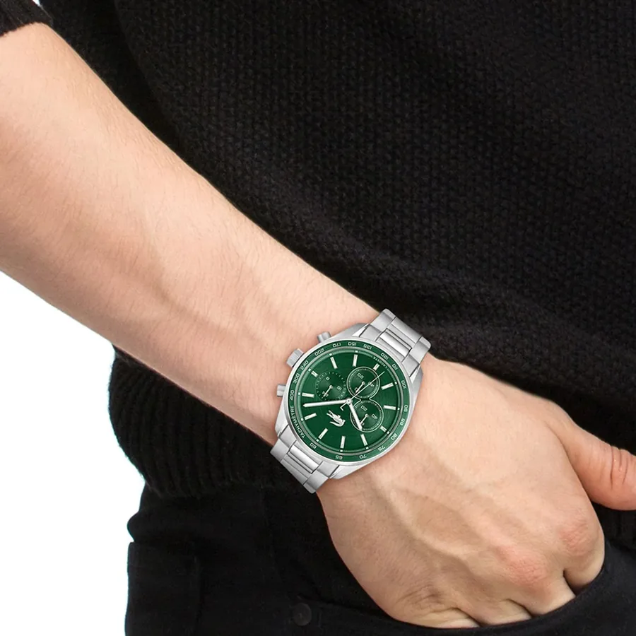 Lacoste Vancouver 42mm Chronograph Green Dial, Silver-Tone Stainless Steel Bracelet, view 5