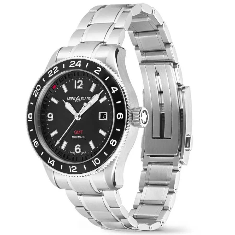 Montblanc 42mm Chronograph Black Dial, Silver-Tone Stainless Steel Bracelet, view 3