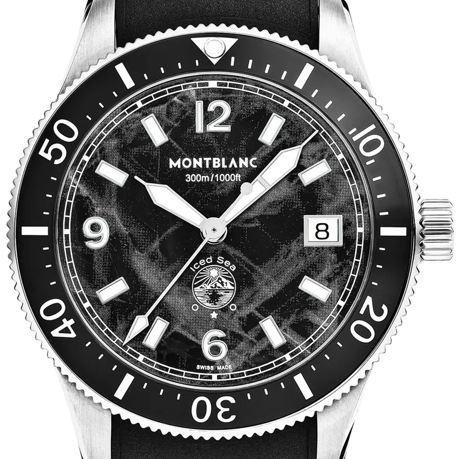 Montblanc Iced Sea 38mm Automatic Black Dial, Black Rubber Strap, view 3