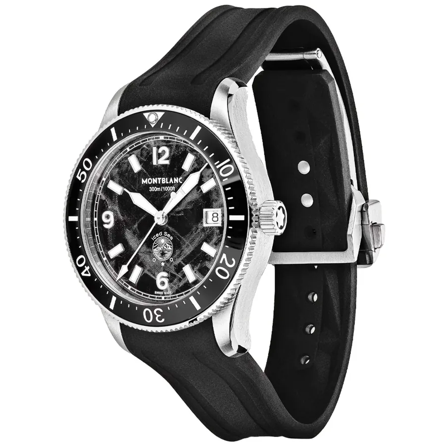 Montblanc Iced Sea 38mm Automatic Black Dial, Black Rubber Strap, view 5