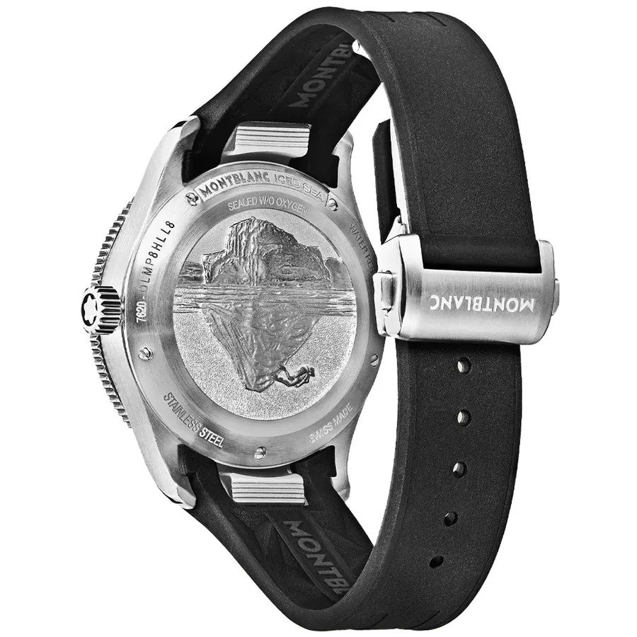 Montblanc Iced Sea 38mm Automatic Black Dial, Black Rubber Strap, view 6