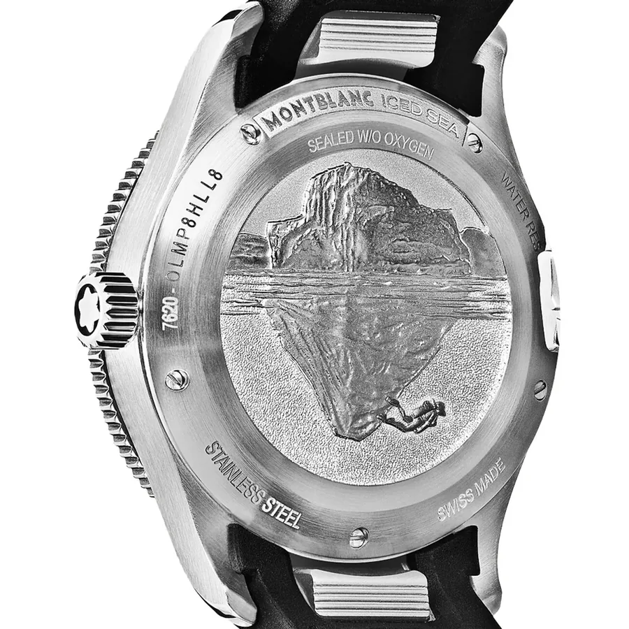 Montblanc Iced Sea 38mm Automatic Black Dial, Black Rubber Strap, view 7