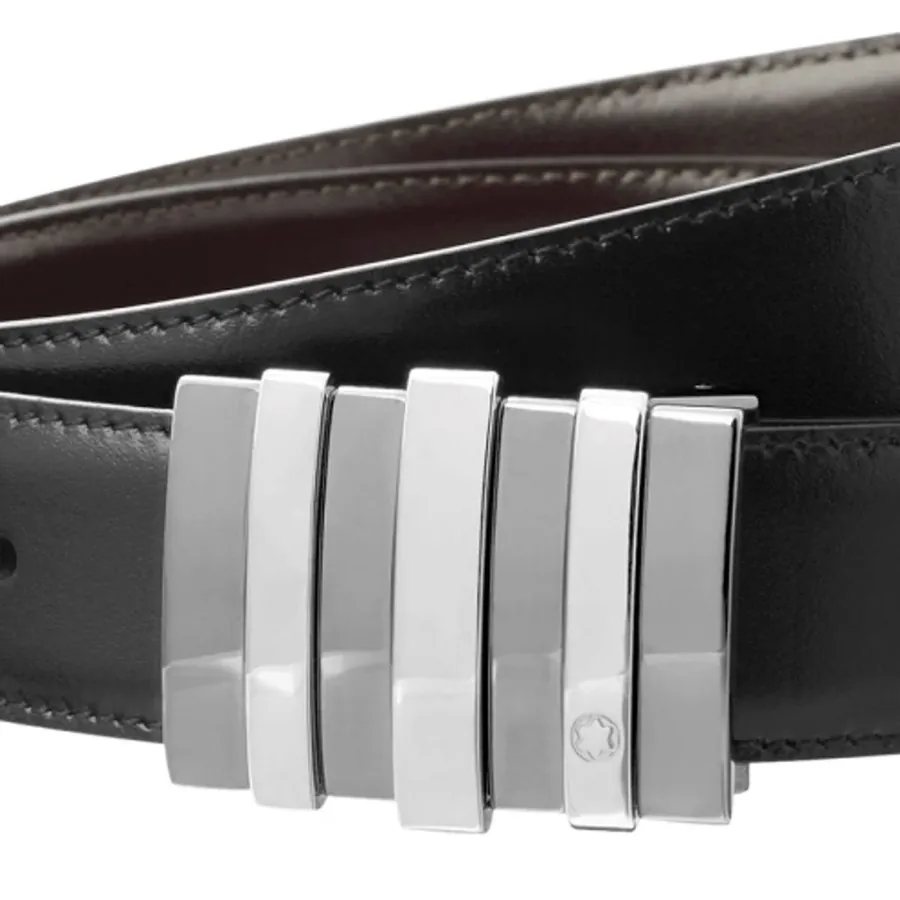 Montblanc Reversible Leather Belt, Black and Brown, view 4