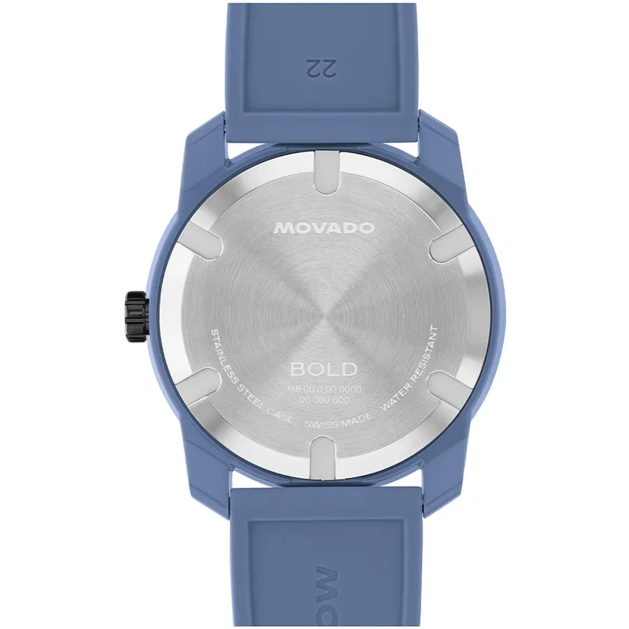 Movado 42mm Chronograph Black Dial, Blue Rubber Strap, view 4