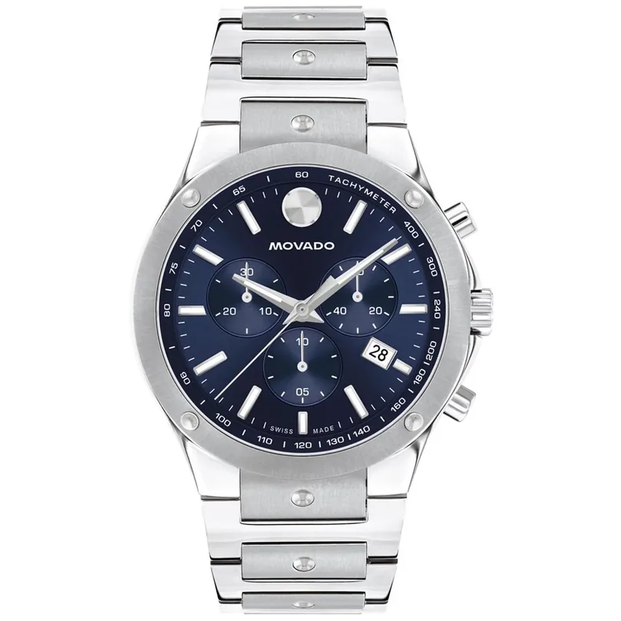 Movado 42mm Chronograph Blue Dial, front view