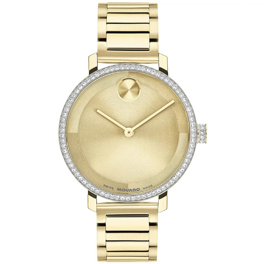 Movado Bold 34mm Gold Dial, Gold-Tone Stainless Steel Bracelet, Ref. 3601225, front view