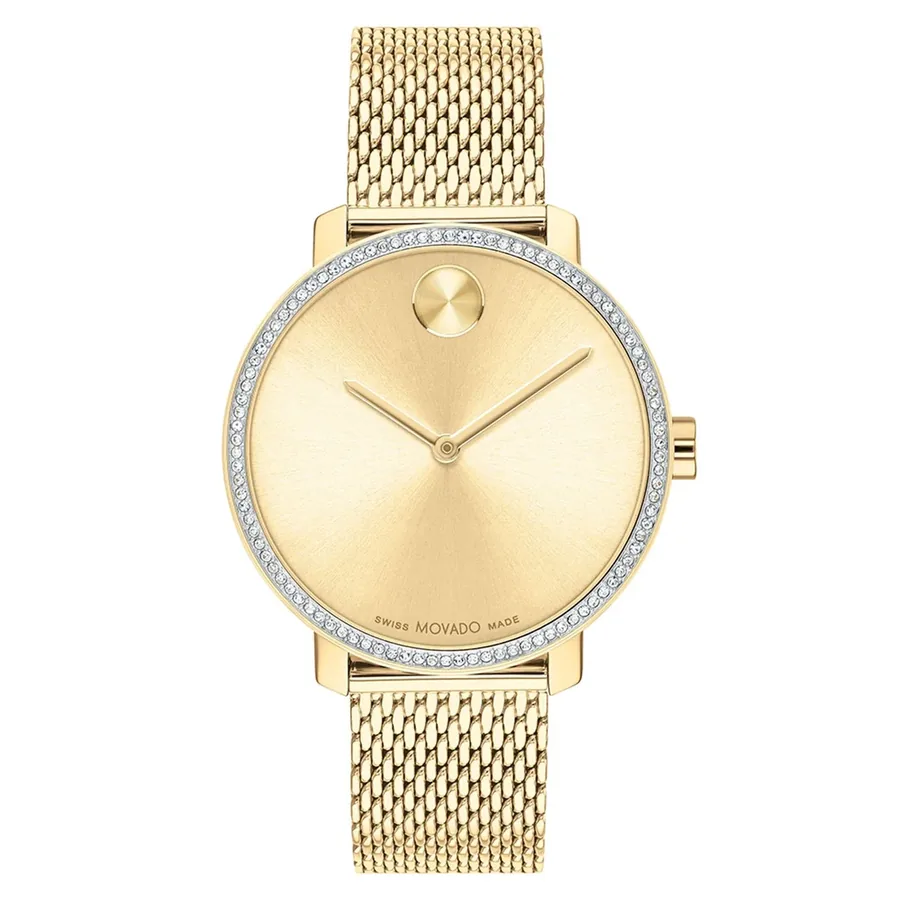 Movado Bold 34mm Gold Dial, Gold-Tone Stainless Steel Bracelet, Ref. 3600841, front view