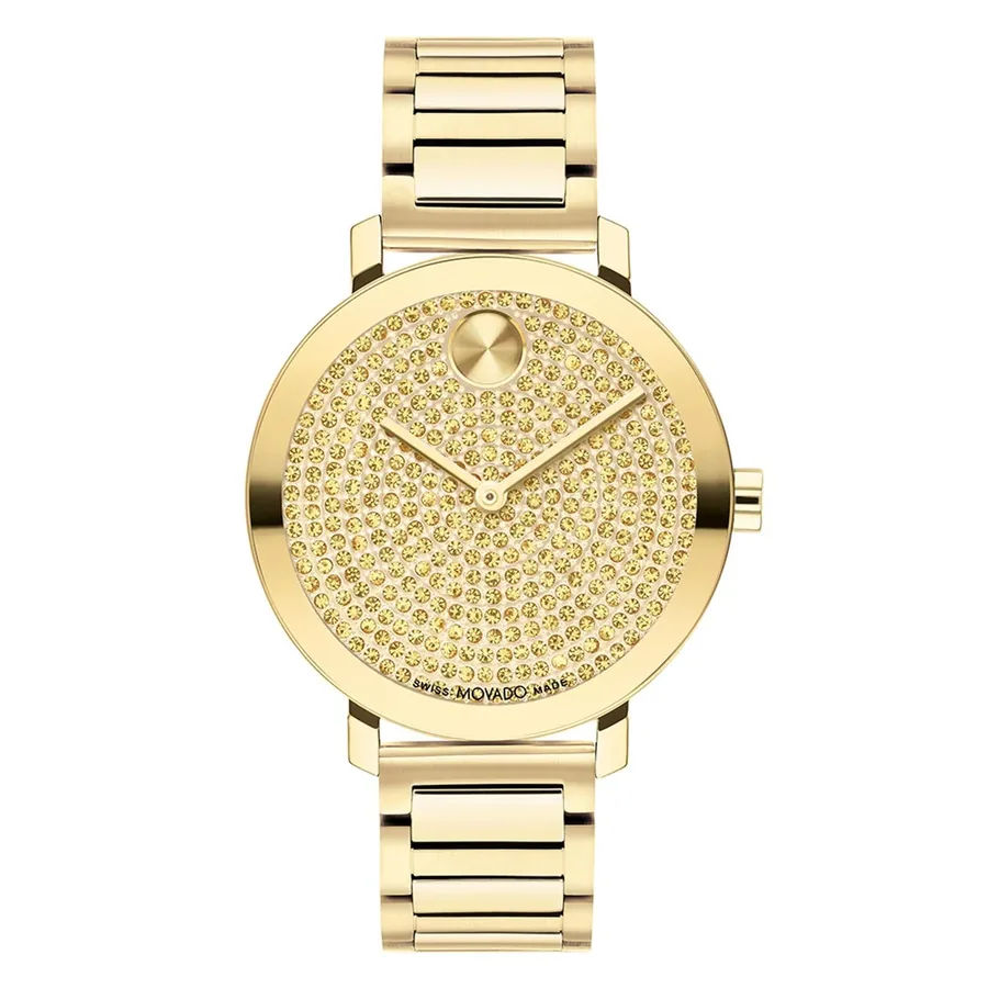 Movado Bold 34mm Gold Dial, Gold-Tone Stainless Steel Bracelet, Ref. 3601152, front view