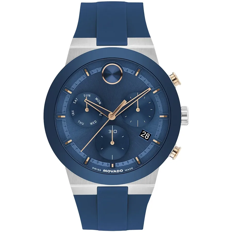 Movado Bold 44mm Chronograph Blue Dial, front view
