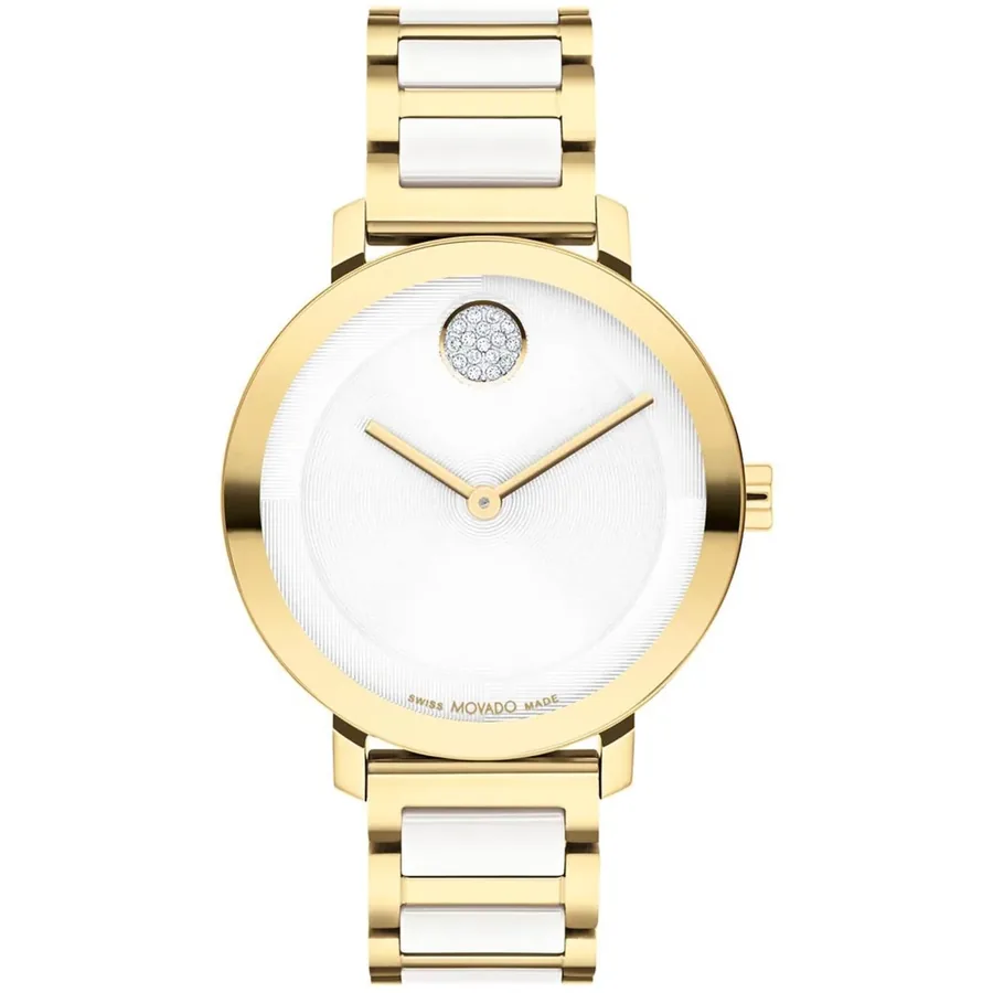 Movado Bold Evolution 34mm Silver Dial, Gold-Tone Metal Bracelet, front view