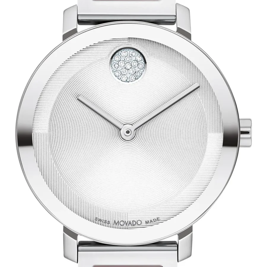 Movado Bold Evolution 34mm Silver Dial, Silver-Tone and Pink Metal Bracelet, view 2