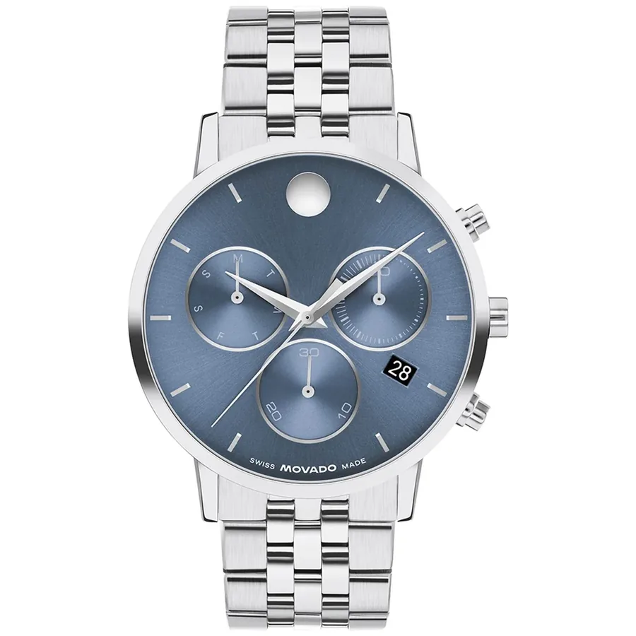 Movado Museum 42mm Chronograph Blue Dial, front view