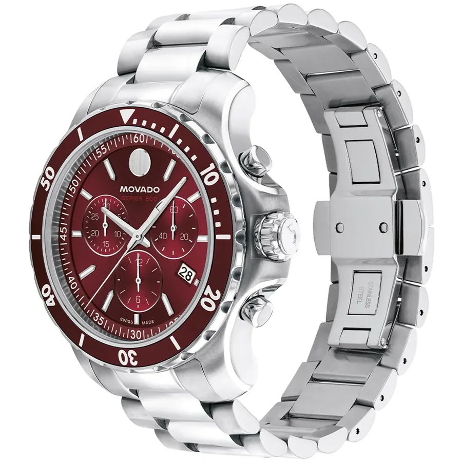 Movado Series 800 42mm Chronograph Burgundy Dial, view 3