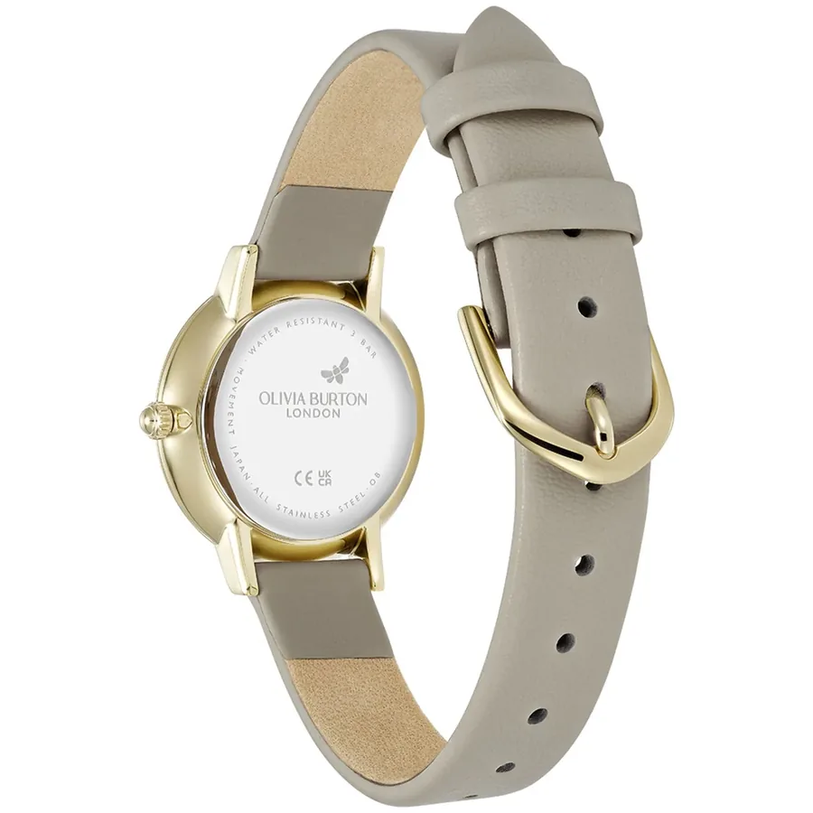 Olivia Burton Abstract Floral 28mm Floral Dial, Grey Leather Strap, view 4
