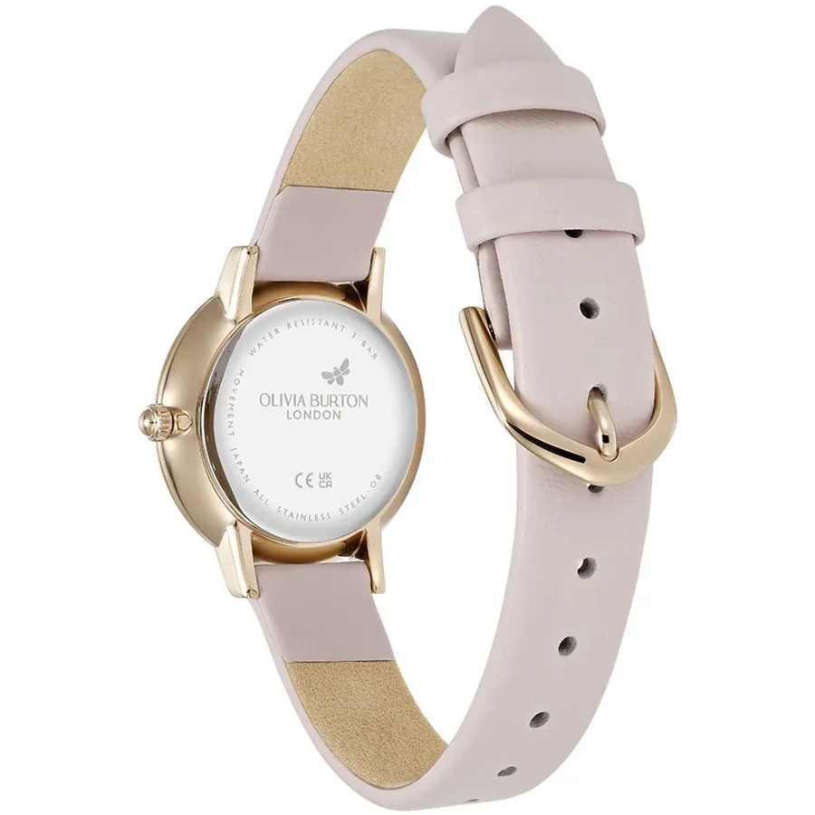 Olivia Burton Abstract Floral 28mm Floral Dial, Pink Leather Strap, view 4