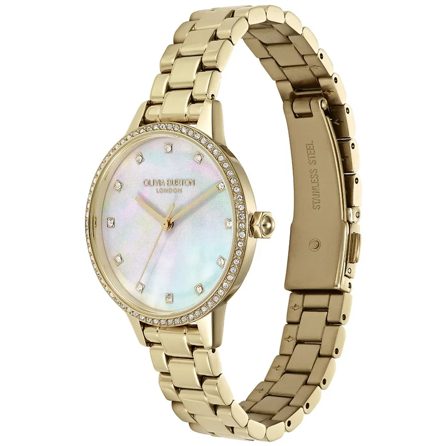 Olivia Burton Captivate 34mm Pearlescent Dial, Gold-Tone Stainless Steel Bracelet, view 3
