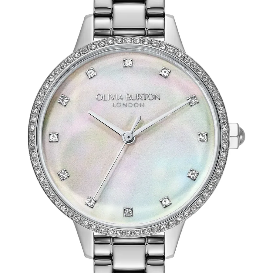 Olivia Burton Captivate 34mm Pearlescent Dial, Silver-Tone Stainless Steel Bracelet, view 2