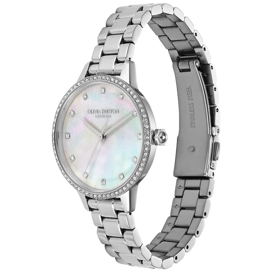 Olivia Burton Captivate 34mm Pearlescent Dial, Silver-Tone Stainless Steel Bracelet, view 3
