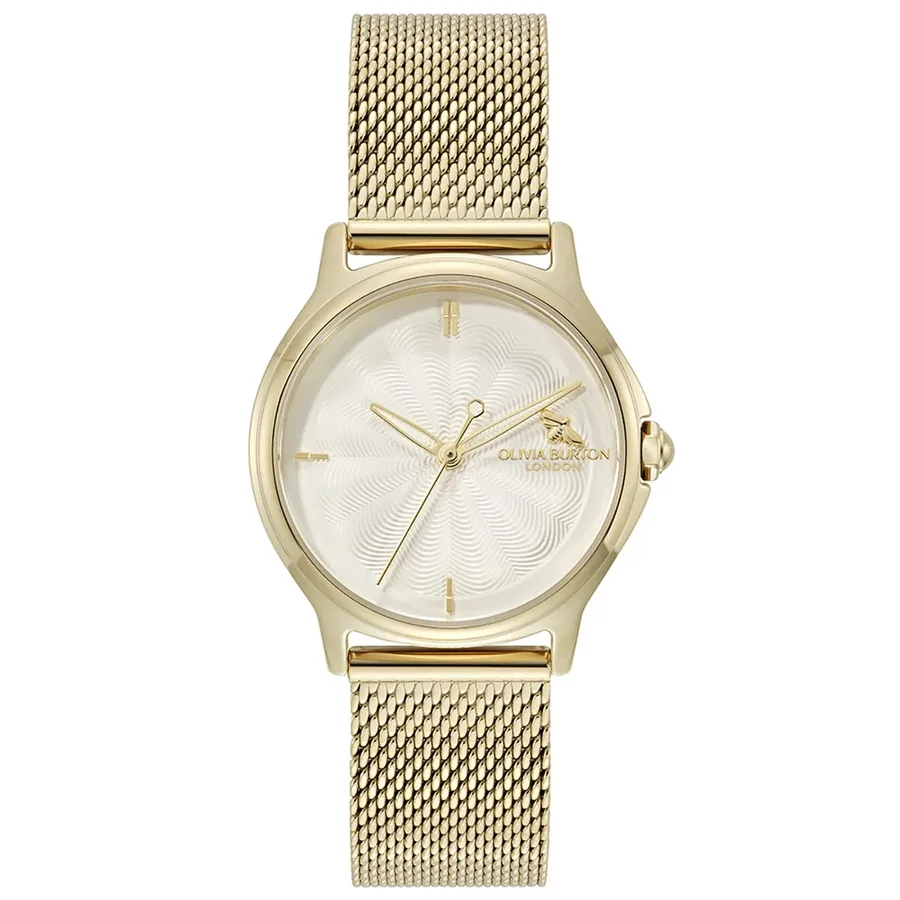 Olivia Burton Classic Bee 30mm White Dial, Gold-Tone Stainless Steel Bracelet, front view