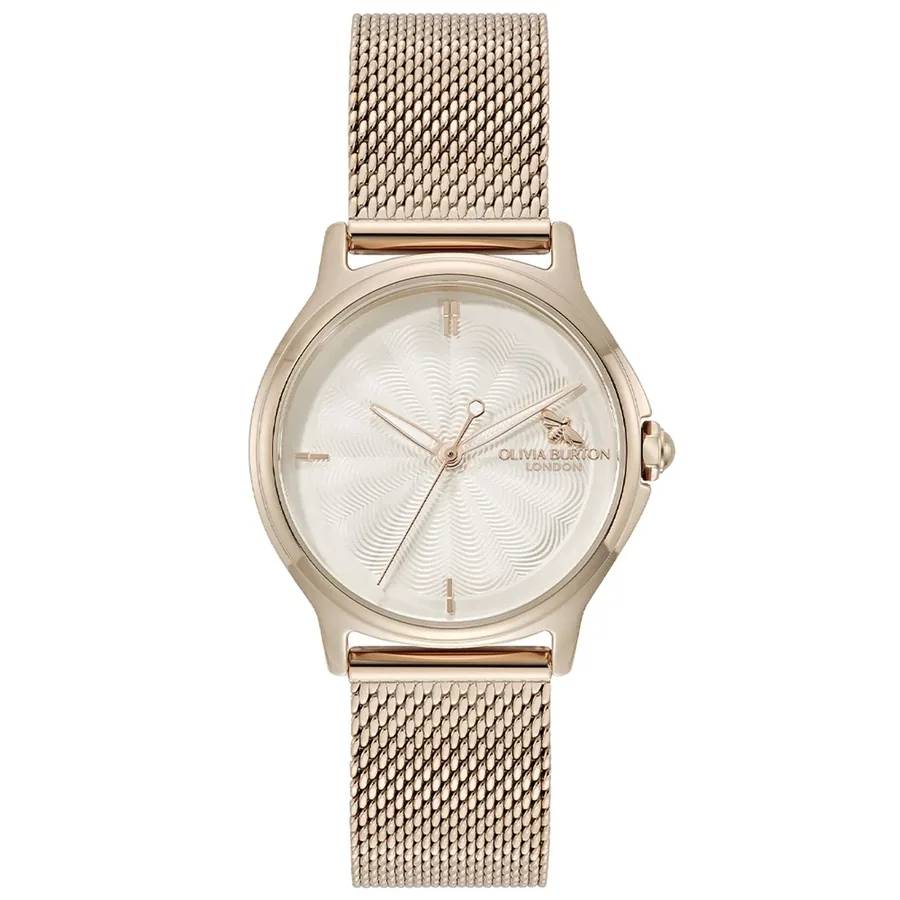 Olivia Burton Classic Bee 30mm White Dial, Rose Gold-Tone Stainless Steel Bracelet, front view