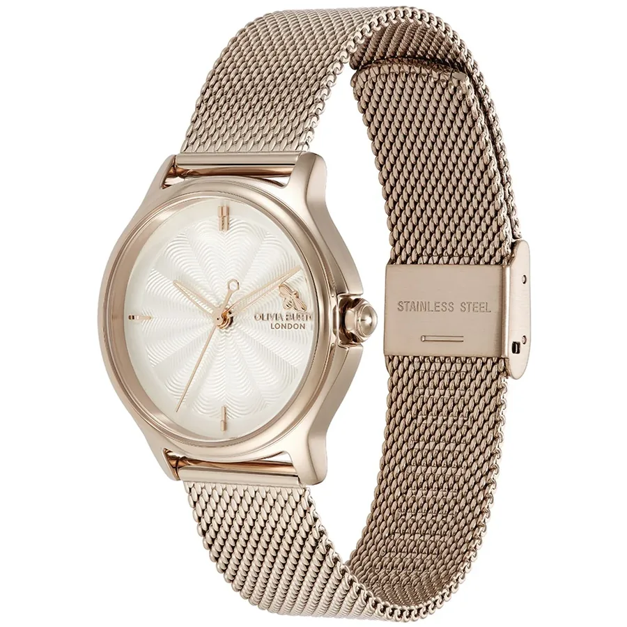 Olivia Burton Classic Bee 30mm White Dial, Rose Gold-Tone Stainless Steel Bracelet, view 3