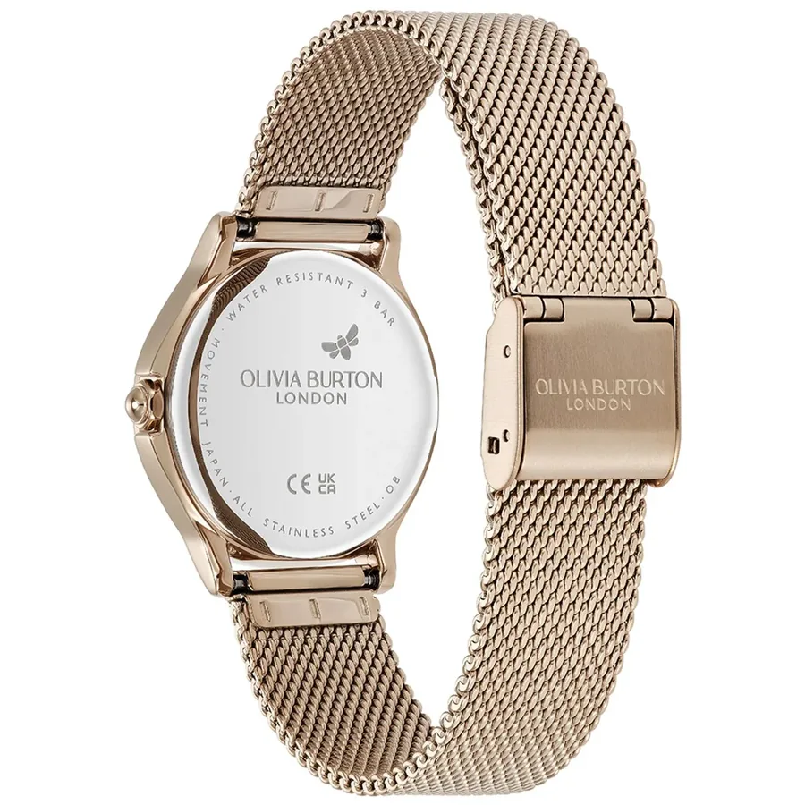 Olivia Burton Classic Bee 30mm White Dial, Rose Gold-Tone Stainless Steel Bracelet, view 4