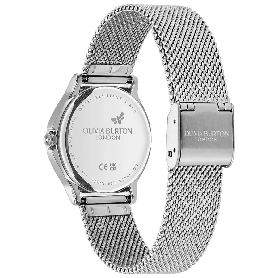 Olivia Burton Classic Bee 30mm White Dial, Silver-Tone Stainless Steel Bracelet, view 4