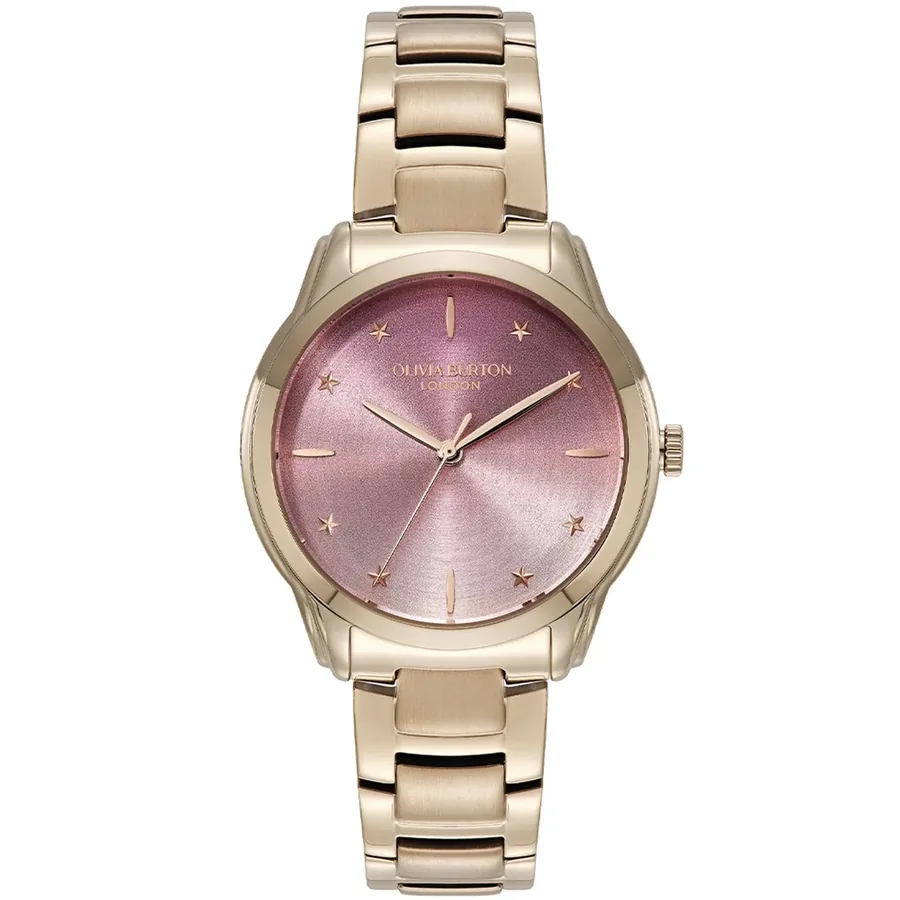 Olivia Burton Colour Wave 36mm Pink Dial, Rose Gold-Tone Stainless Steel Bracelet, front view