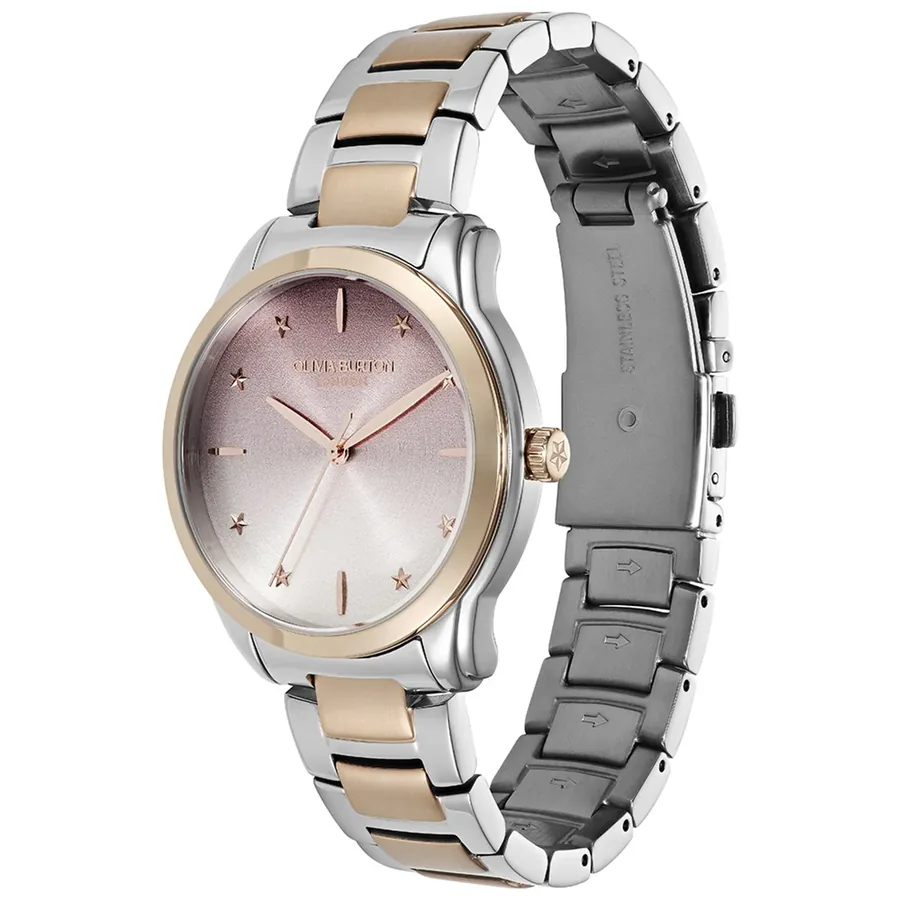 Olivia Burton Colour Wave 36mm Pink Dial, Silver and Rose Gold-Tone Stainless Steel Bracelet, view 3