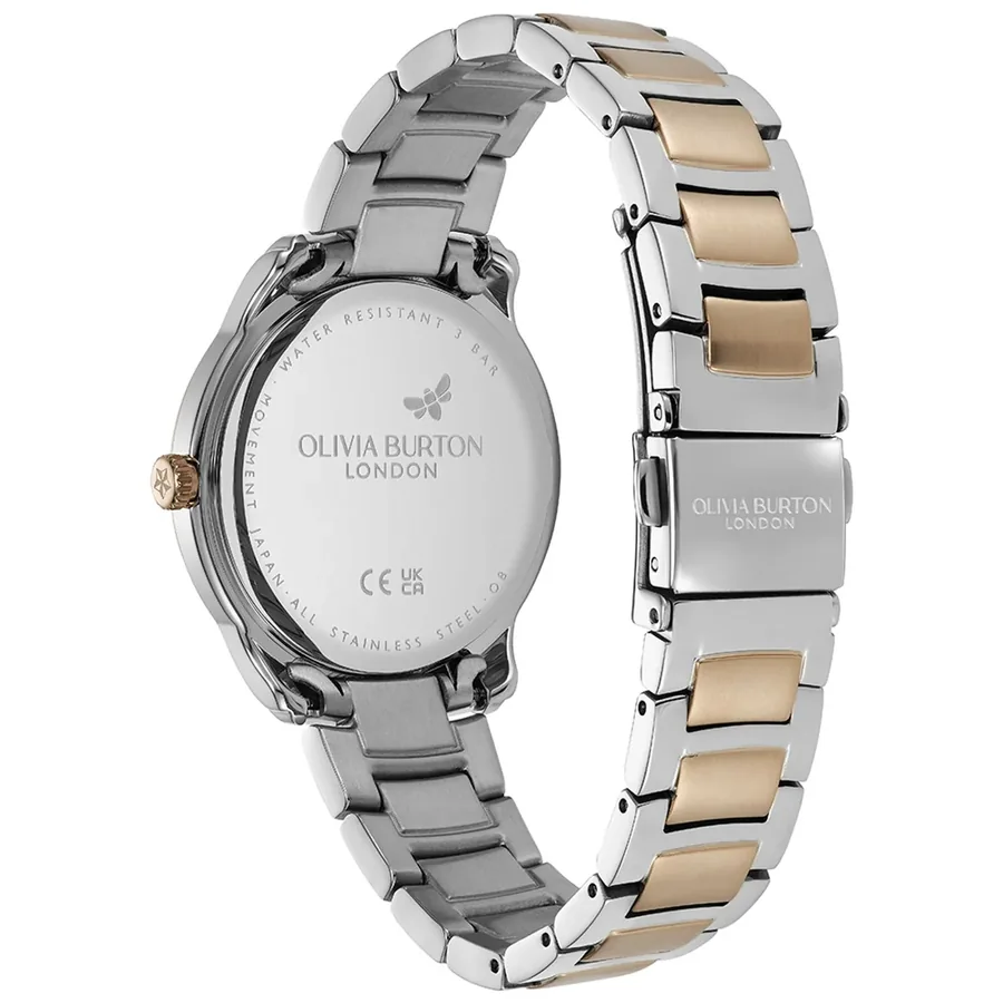 Olivia Burton Colour Wave 36mm Pink Dial, Silver and Rose Gold-Tone Stainless Steel Bracelet, view 4
