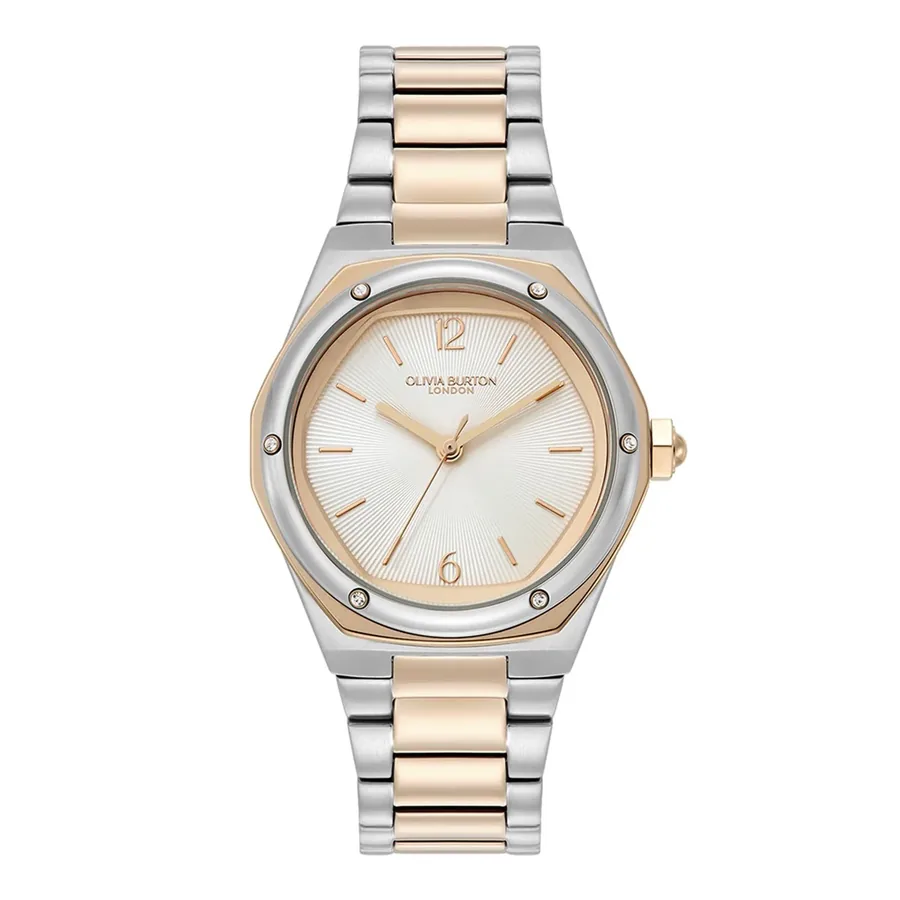 Olivia Burton Hexa 33mm Silvery White Dial, front view