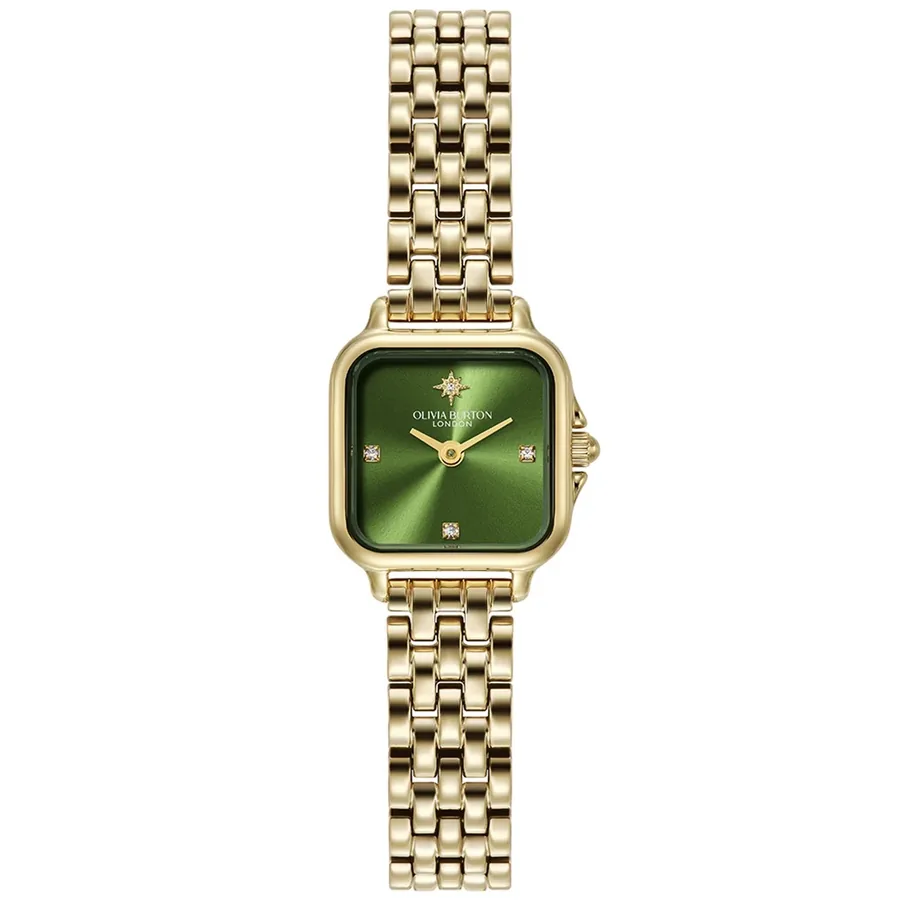 Olivia Burton Mini Grosvenor 20mm Green Dial, front view